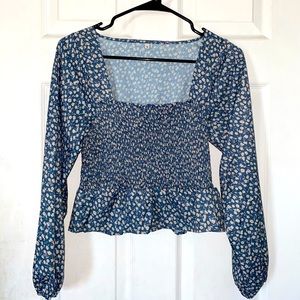Polka Dot Ruched Peplum Top